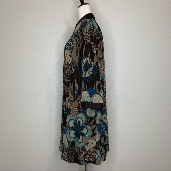 R&M Richards Women’s Floral Open Front Long Cardigan - Picture 5 of 11